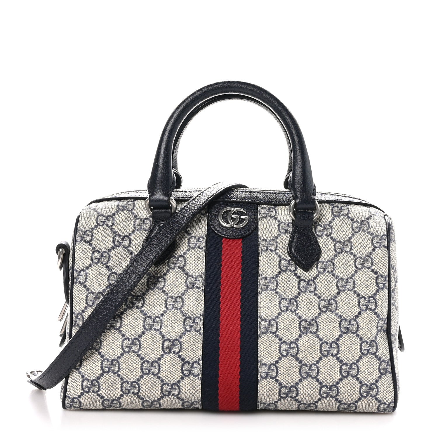 Gucci GG Supreme Monogram Web Small Ophidia Top Handle Bag Beige Blue 1 of 12