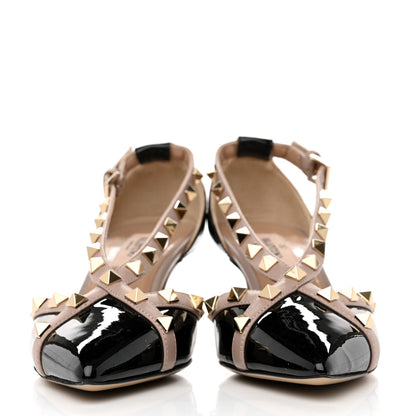 Valentino Garavani Patent Rockstud Cross Strap D'Orsay 55mm Pumps 35.5 Black Poudre 2 of 8