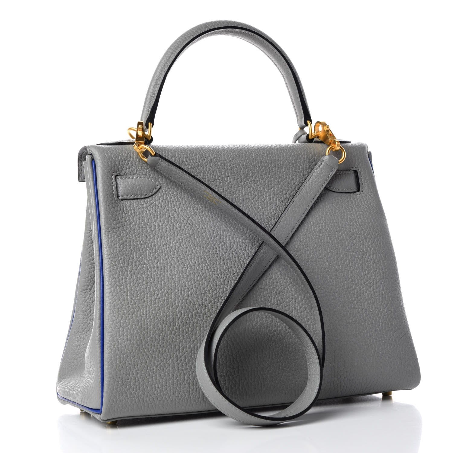 Hermes Taurillon Clemence Horseshoe Kelly Retourne 28 Bleu Glacier Bleu Electrique 3 of 34