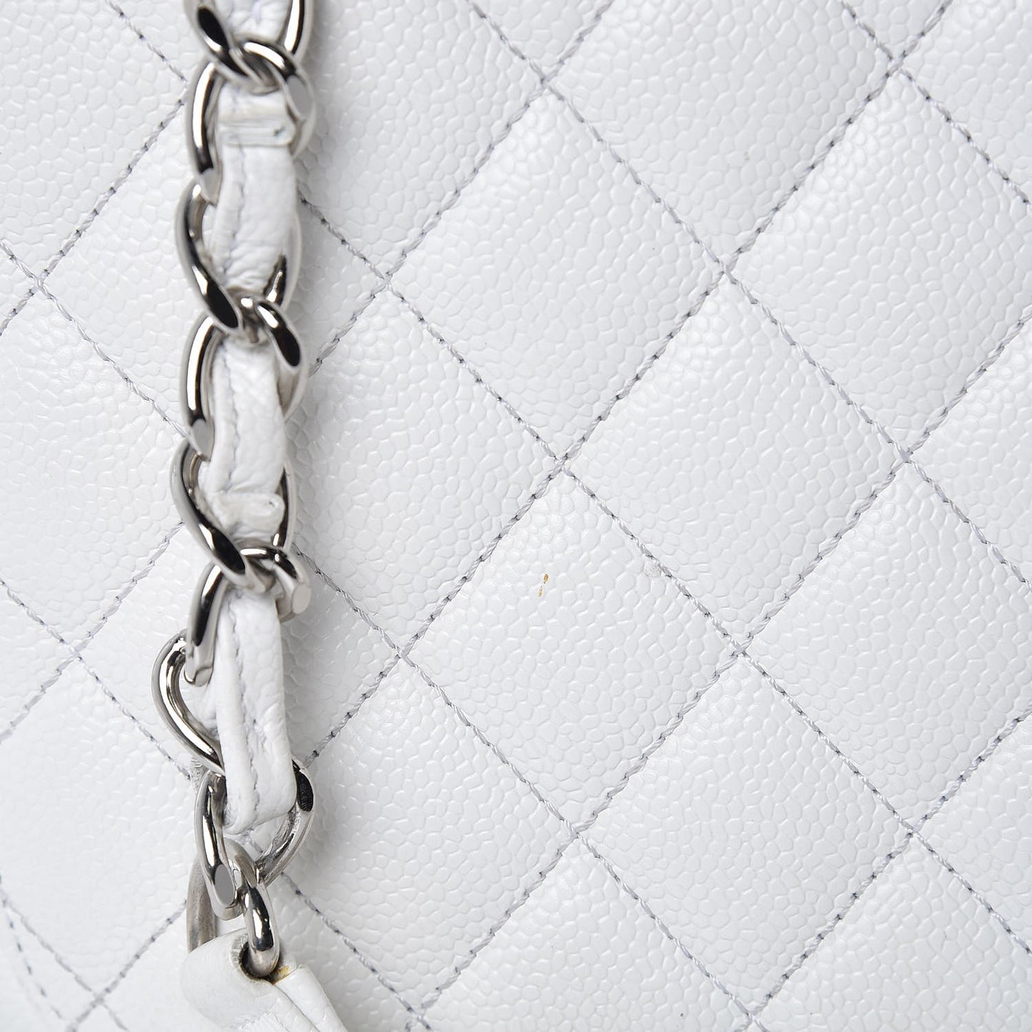 Caviar Quilted Grand Shopping Tote GST White