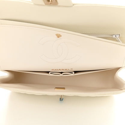 Chanel Caviar Quilted Medium Double Flap White 5 of 9