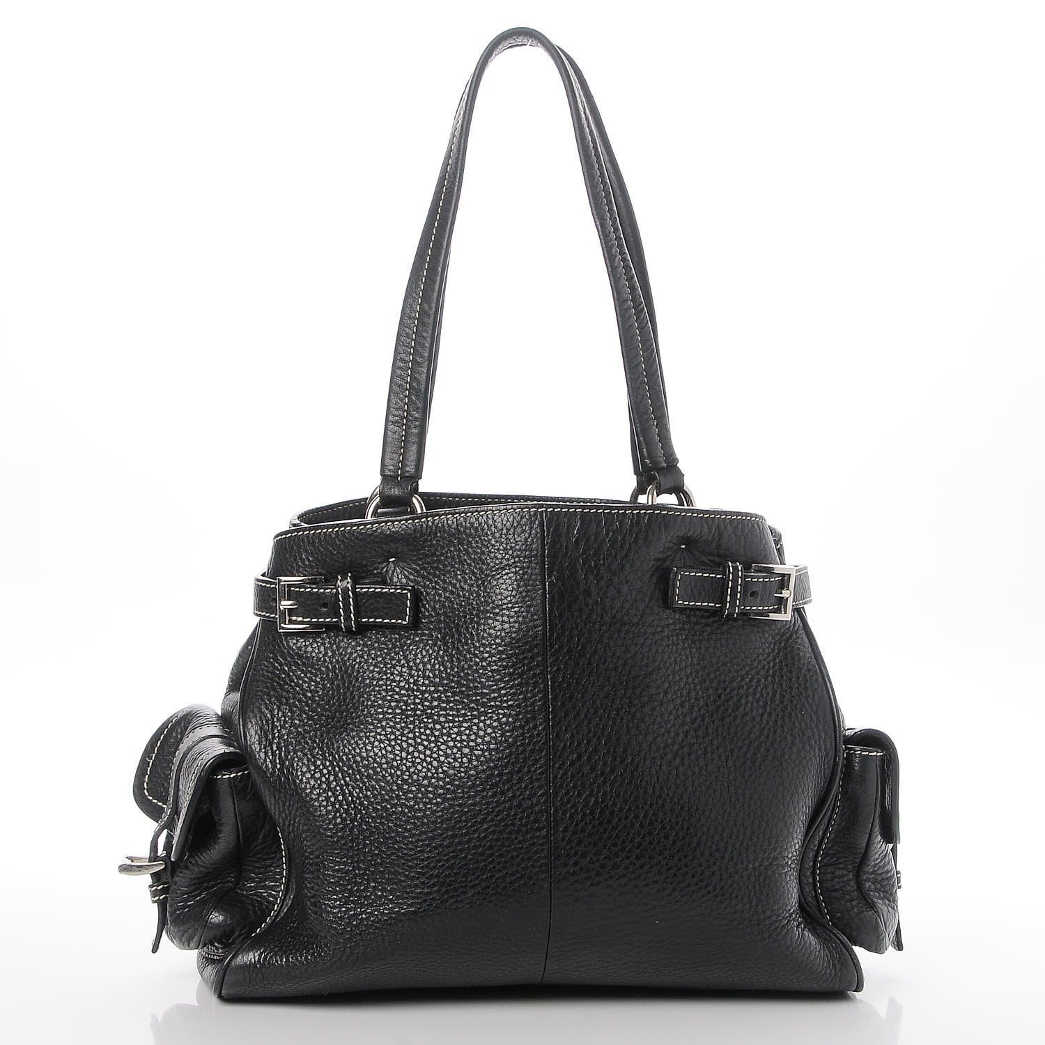 Prada Vitello Daino Side Pocket Tote Black 4 of 20
