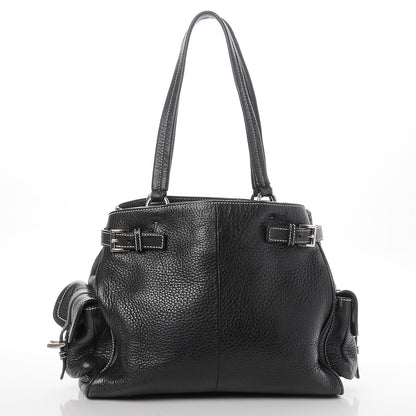 Prada Vitello Daino Side Pocket Tote Black 4 of 20