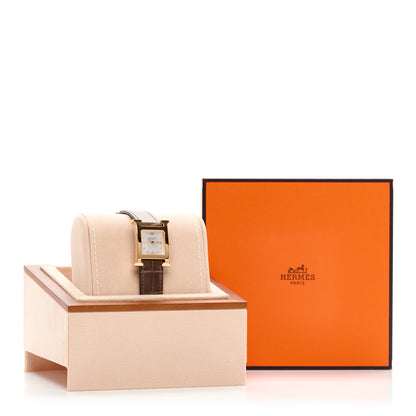 Hermes Stainless Steel Alligator Diamond Mother of Pearl 21mm Heure H Hour Quartz Watch Gris Elephant 5 of 5