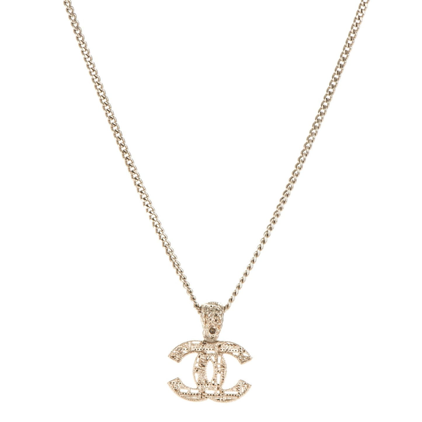 Tweed Effect CC Necklace Gold