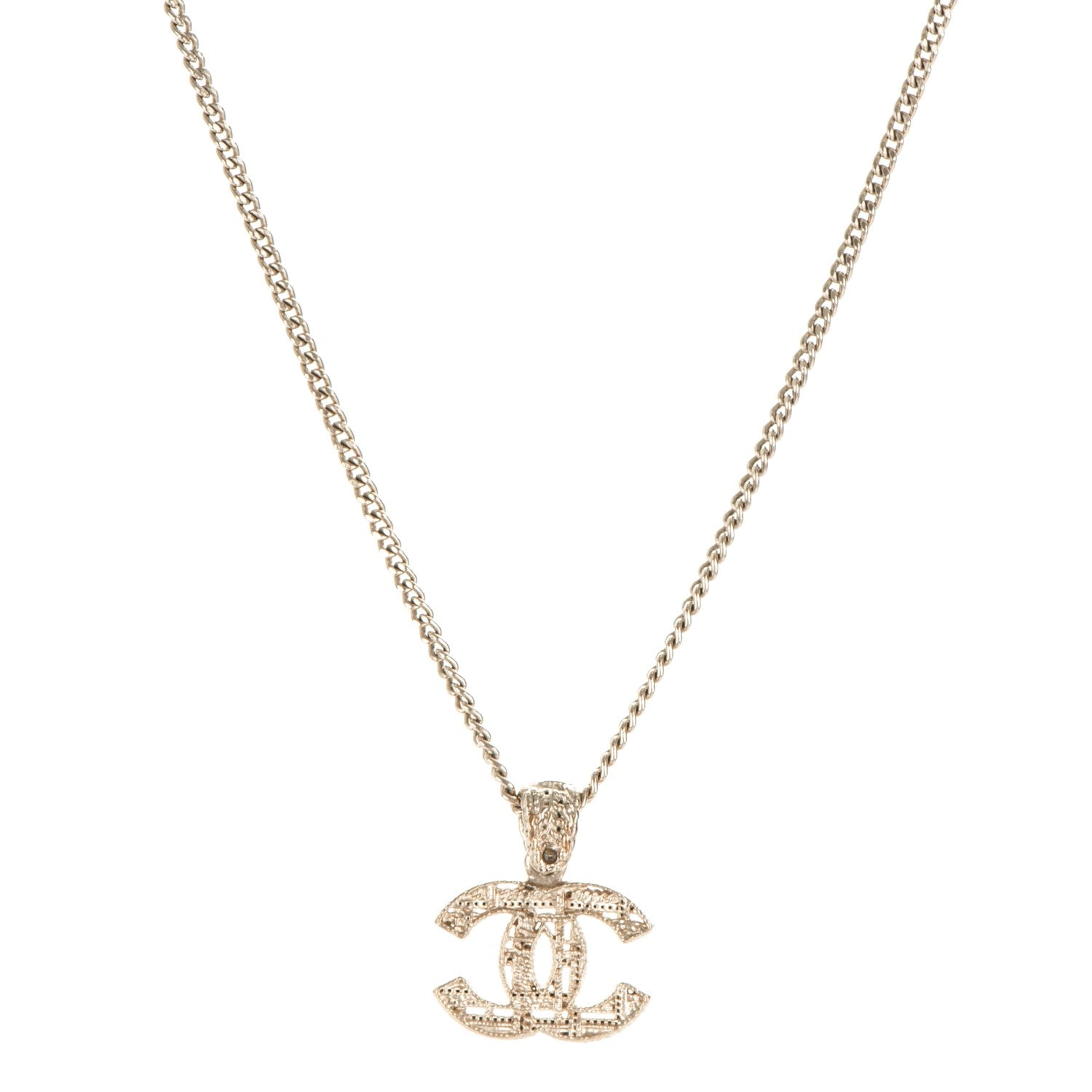 Chanel Tweed Effect CC Necklace Gold 1 of 4