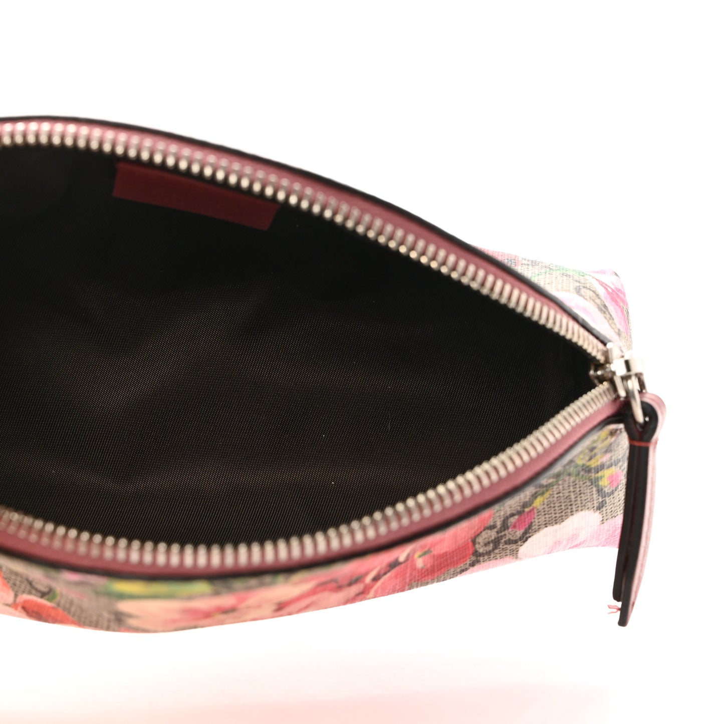 GG Supreme Monogram Blooms Small Pouch Cosmetic Case Beige Multicolor Dry Rose