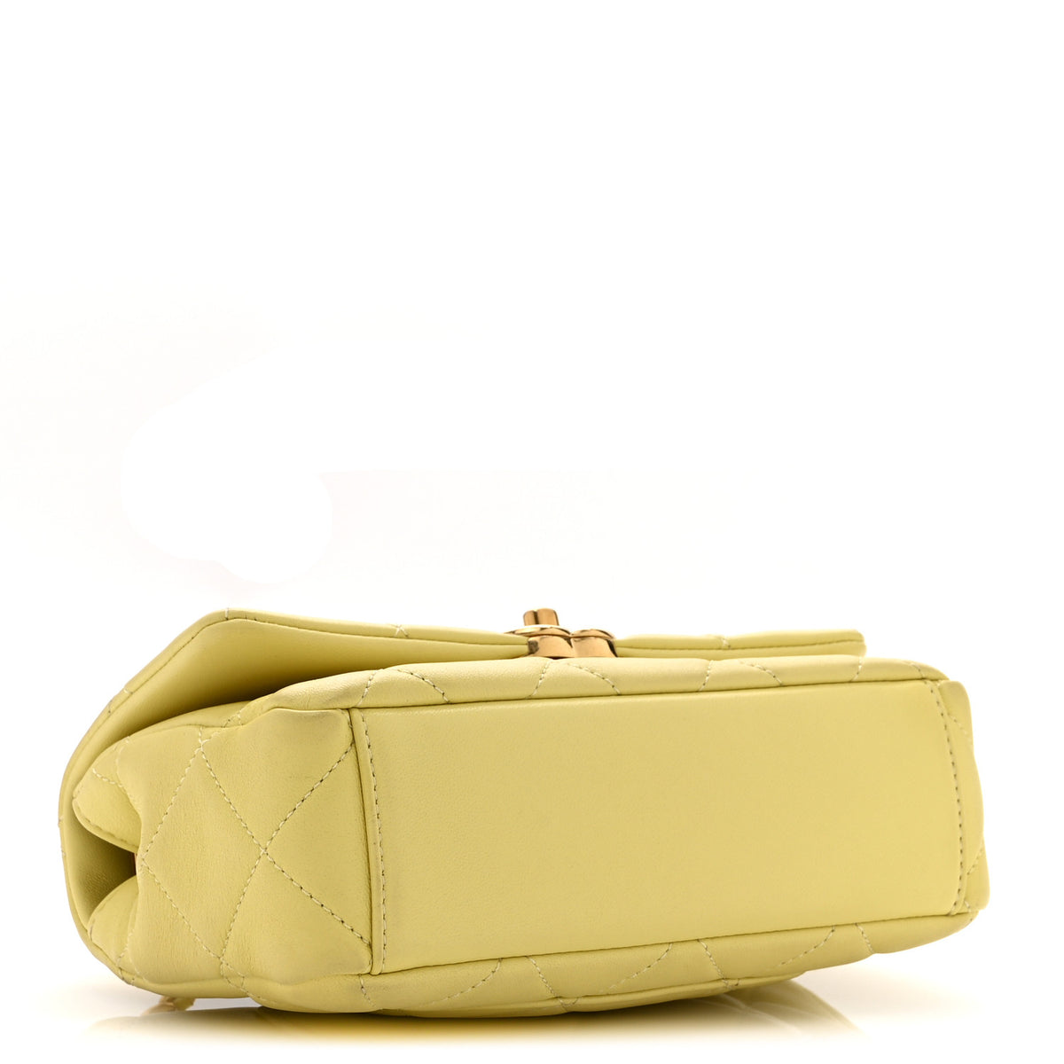 Lambskin Quilted Mini CC Crystal Logo Chain Flap Yellow