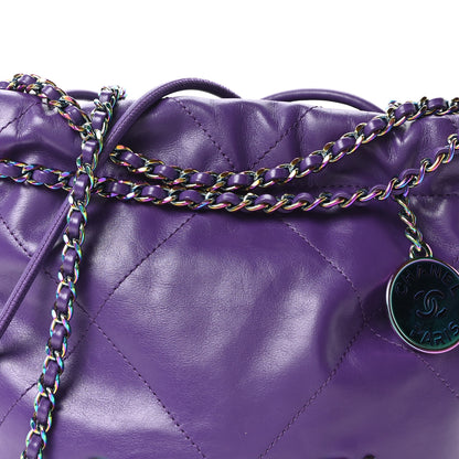 Chanel Shiny Calfskin Quilted Rainbow Mini Chanel 22 Purple 8 of 10