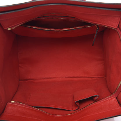 Celine Drummed Calfskin Mini Luggage Coquelicot 7 of 12