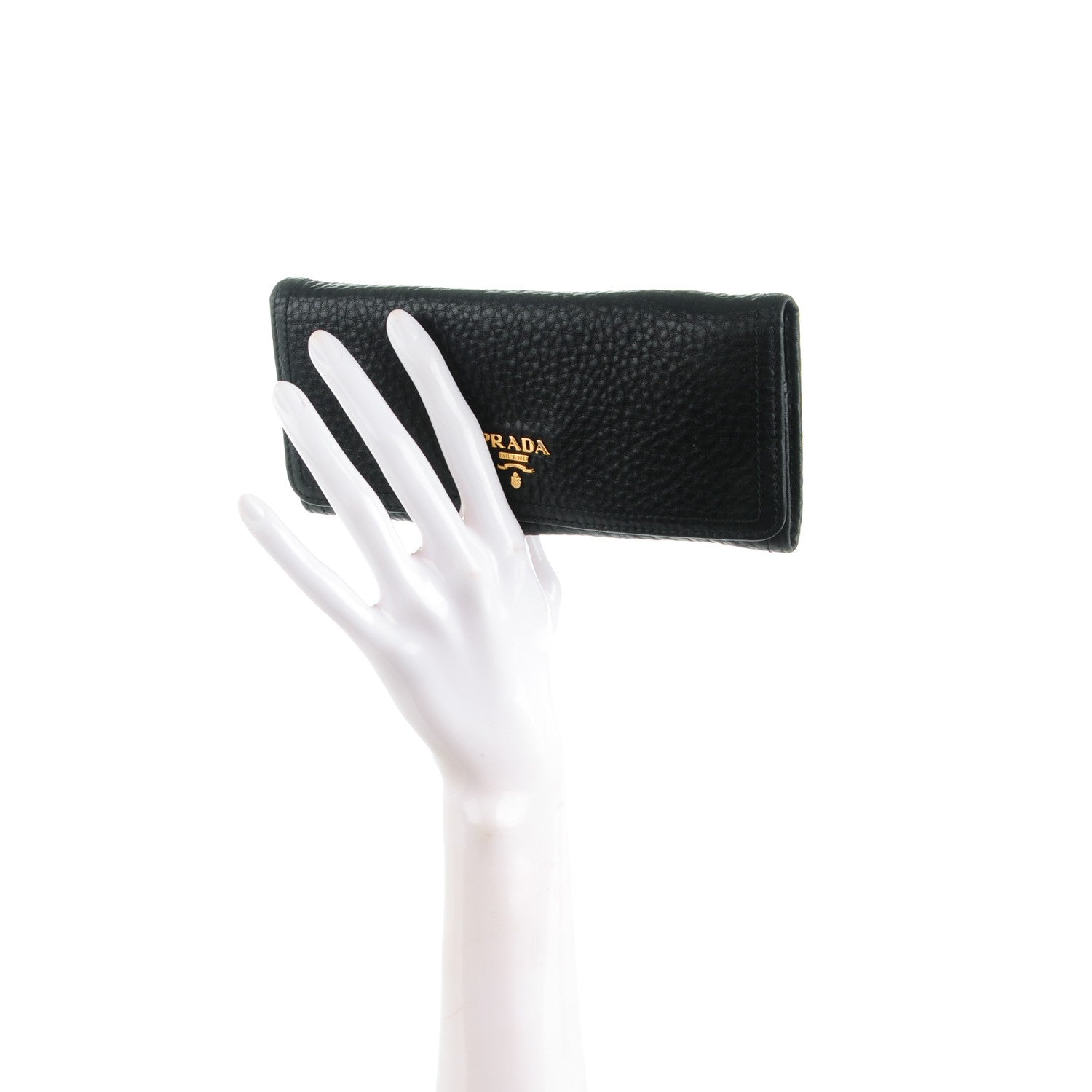 Prada Vitello Daino Continental Flap Wallet Nero Black 2 of 8