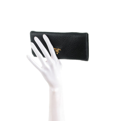 Prada Vitello Daino Continental Flap Wallet Nero Black 2 of 8