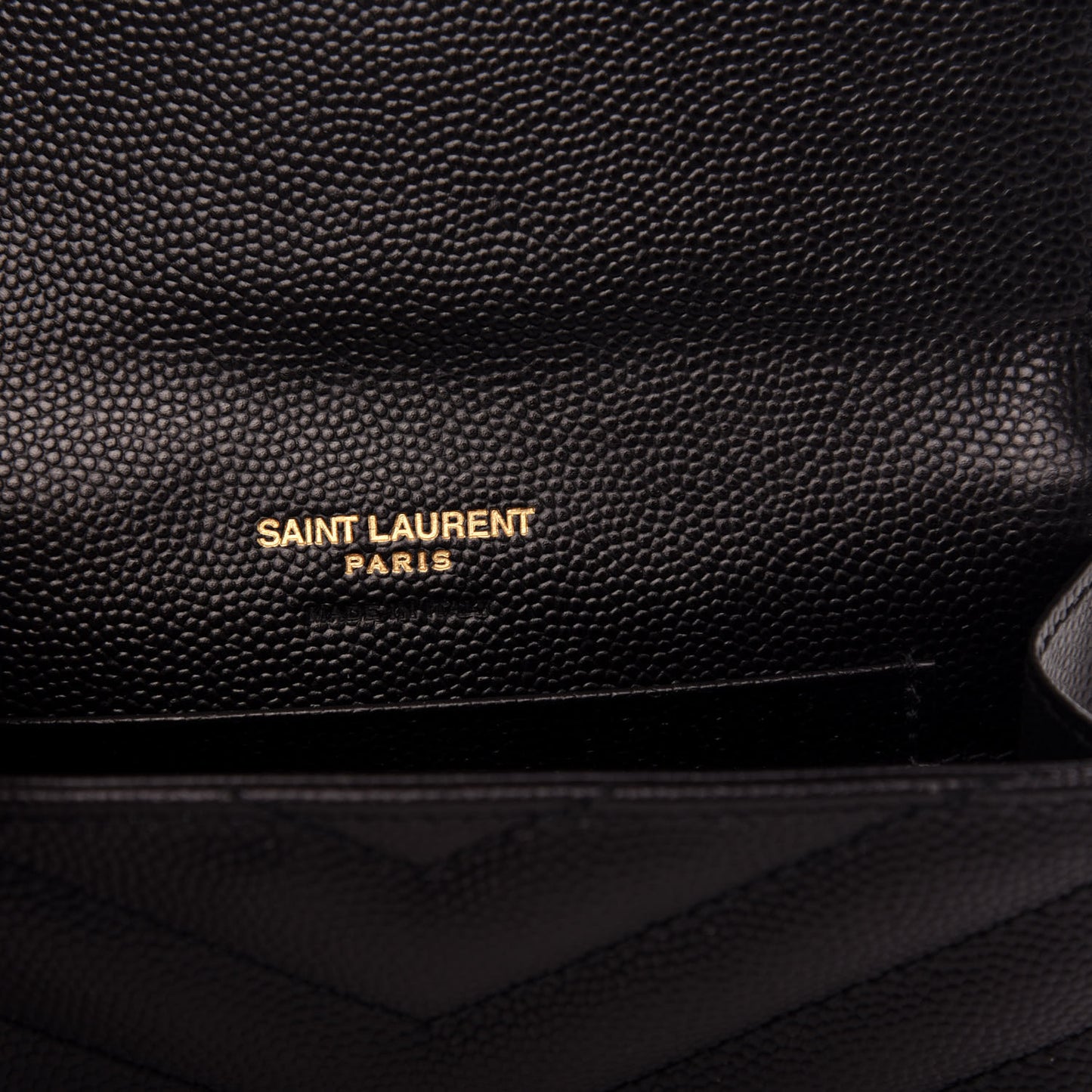 Grain De Poudre Matelasse Chevron Small Monogram Envelope Wallet Black