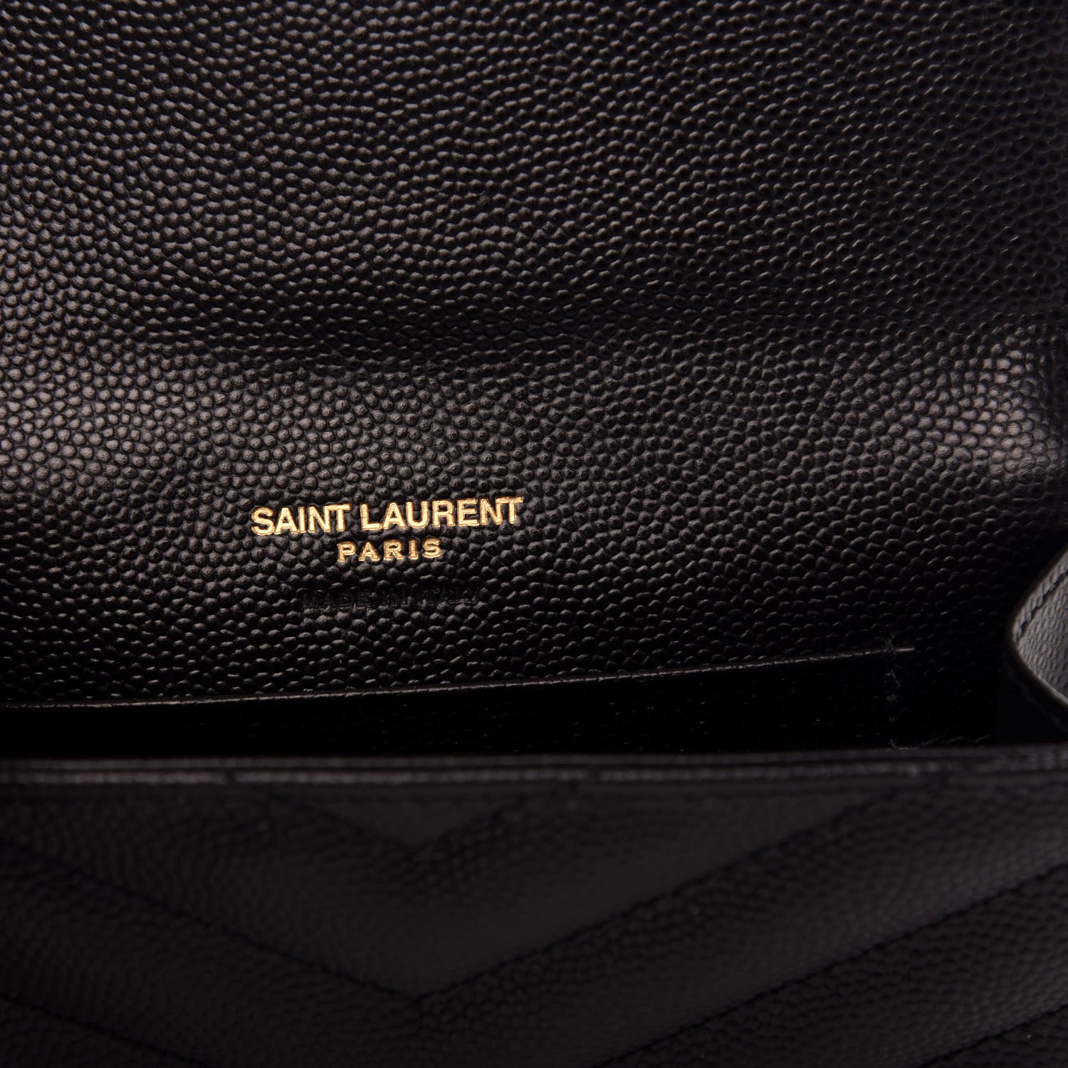Saint Laurent Grain De Poudre Matelasse Chevron Small Monogram Envelope Wallet Black 6 of 8