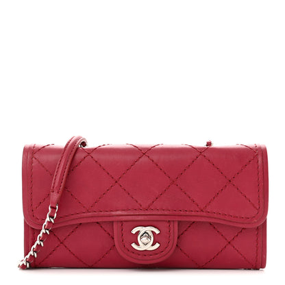 Chanel Calfskin Stitched Clutch Flap Red 1 of 11