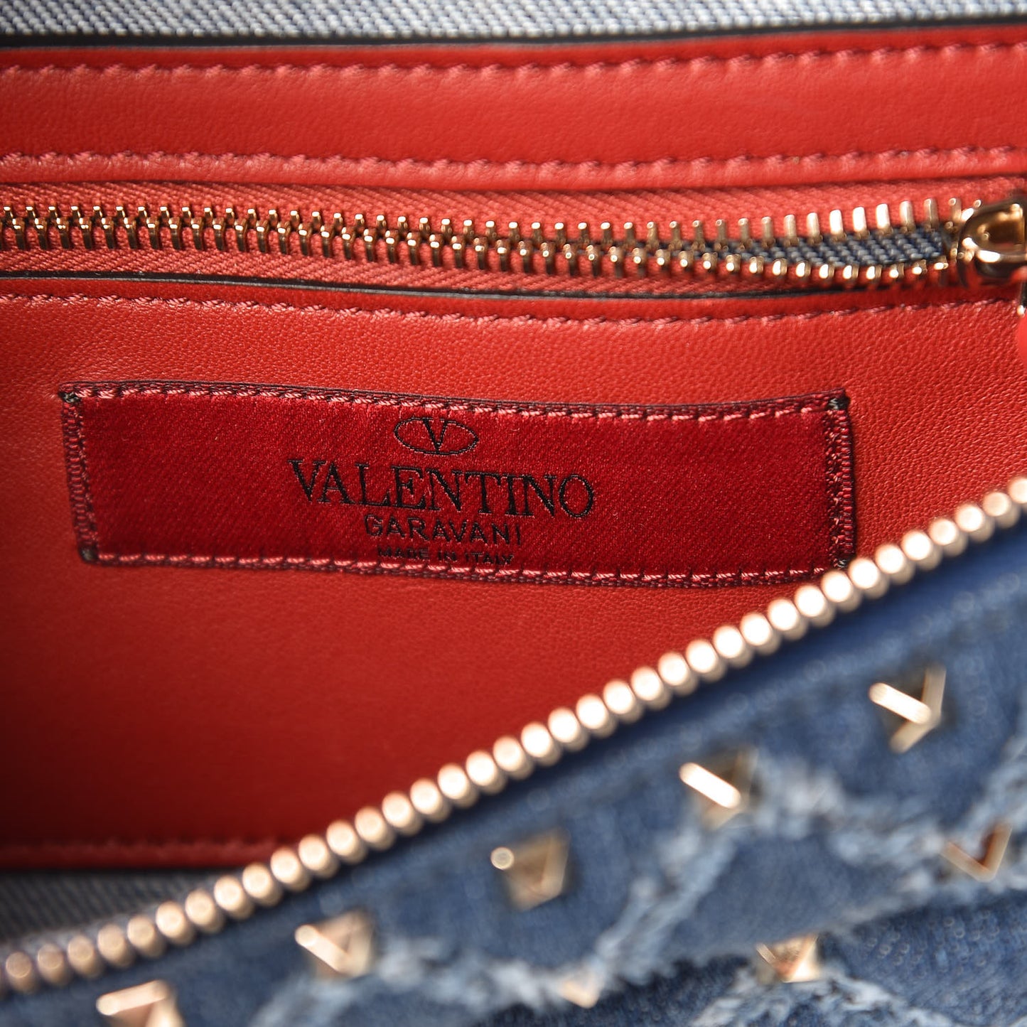 Denim Rockstud Spike Belt Bag 95 Denim