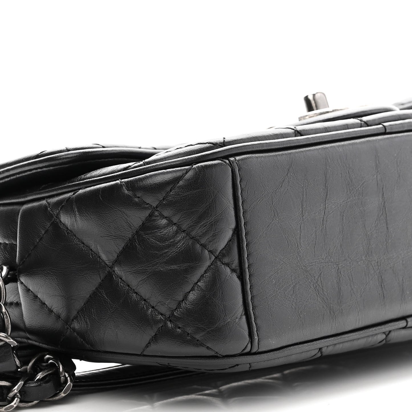 Aged Calfskin Quilted Small Easy Flap Black