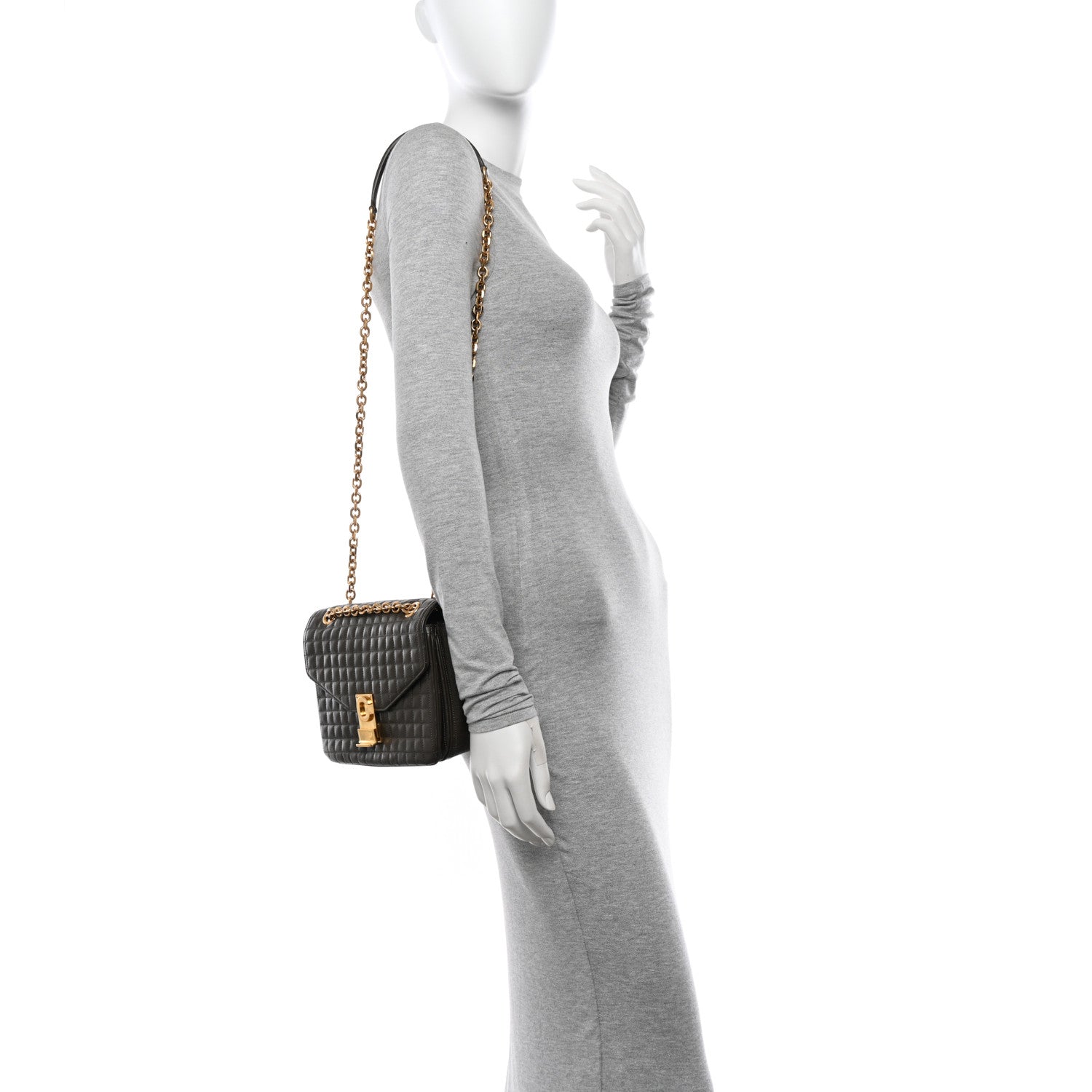 Celine Calfskin Quilted Medium C Bag Khaki 2 of 12