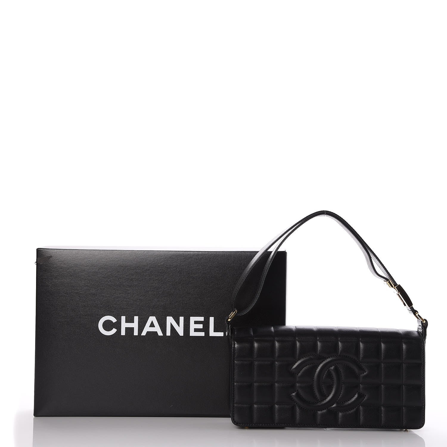 Chanel Lambskin Quilted CC Chocolate Bar Flap Black 8 of 8