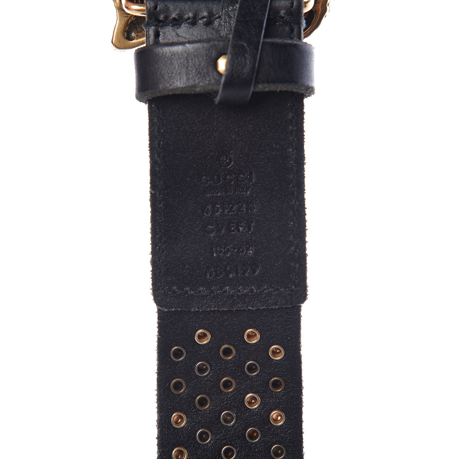 Gucci Calfskin Studded Feline Belt 105 42 Black 4 of 10