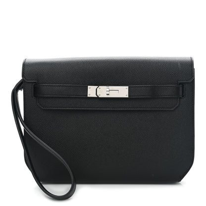 Hermes Epsom Kelly Depeches 25 Pouch Black 1 of 12