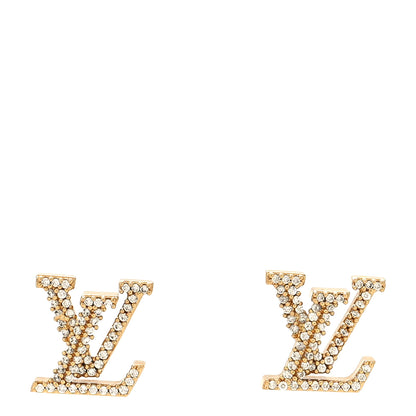 Louis Vuitton Metal Crystal LV Iconic Earrings Gold 1 of 5