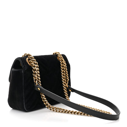 Gucci Velvet Matelasse Mini GG Marmont Shoulder Bag Black 3 of 11