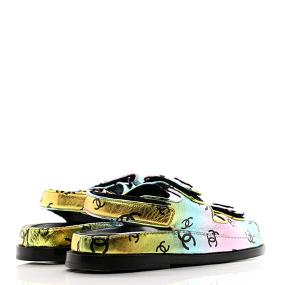 Chanel Laminated Lambskin Printed CC Dad Sandals 36 Multicolor Black 3 of 9