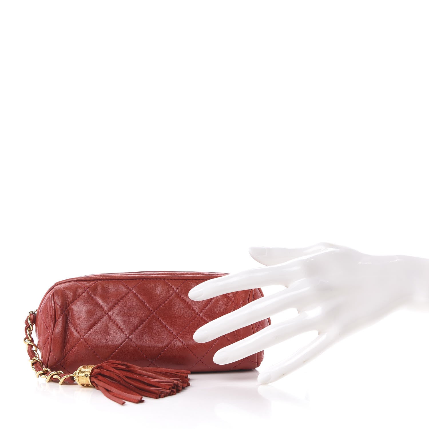 Chanel Lambskin Quilted Tassel Pouch Red 2 of 11