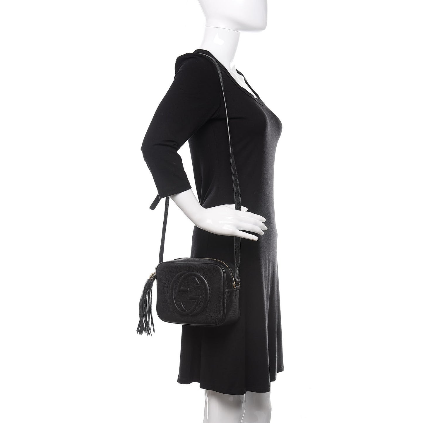 Pebbled Calfskin Small Soho Disco Bag Black
