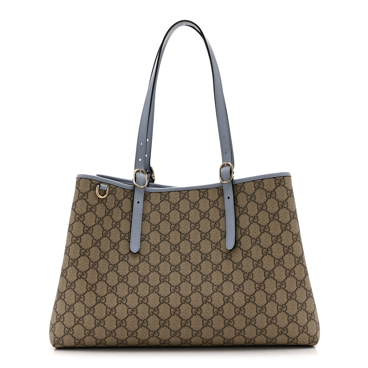GG Supreme Monogram Emblem Large Tote Bag Beige Light Blue