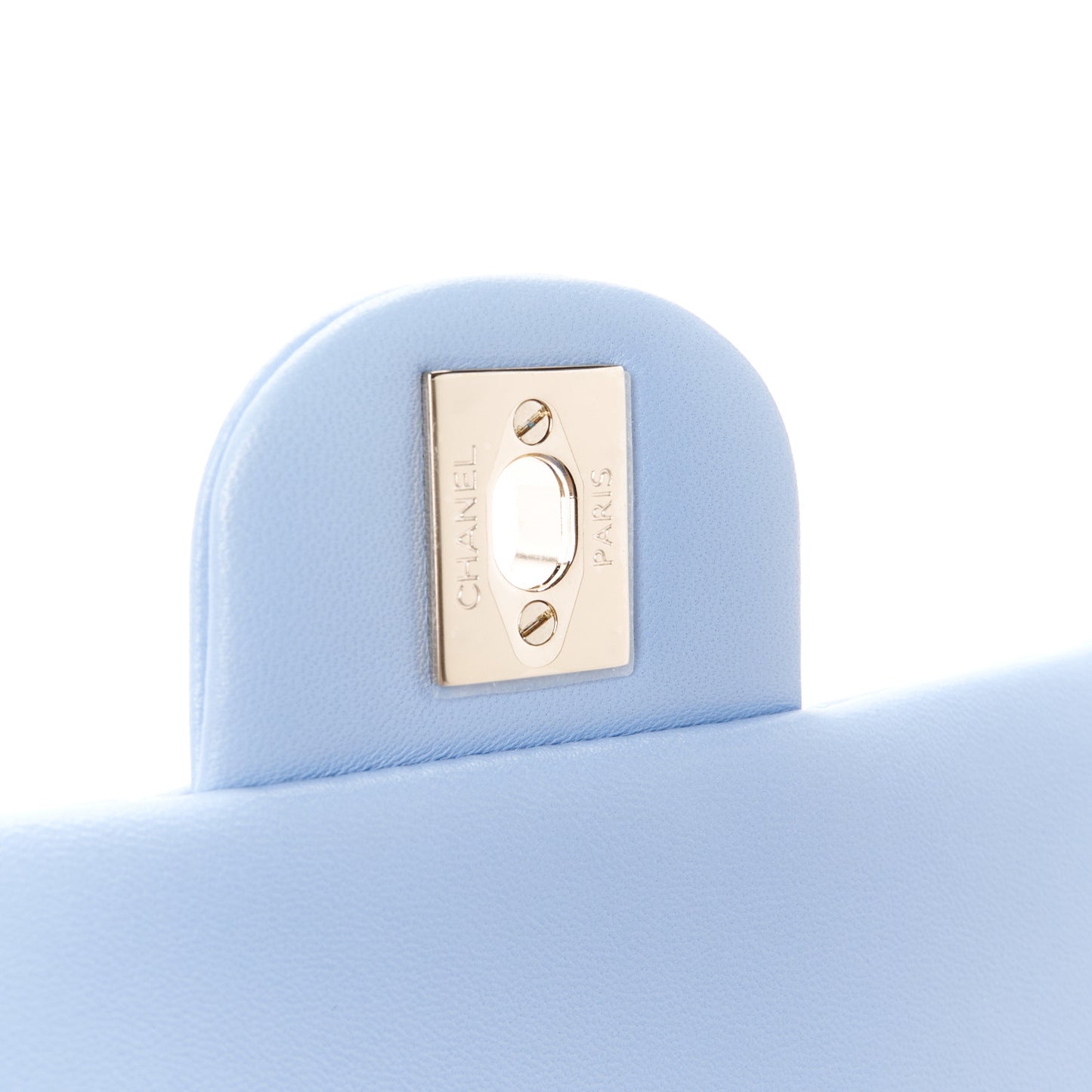 Lambskin Quilted Mini Rectangular Flap Light Blue