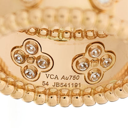 Van Cleef & Arpels 18K Rose Gold Diamond Medium Perlee Clovers Ring 54 7 4 of 5