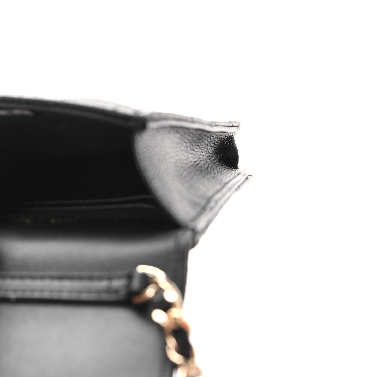 Caviar Quilted Bow Phone Holder Black
