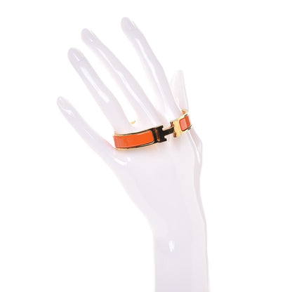 Hermes Enamel Narrow Clic Clac H Bracelet PM Orange 2 of 7