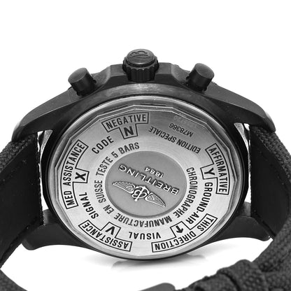Breitling Black Steel Nylon 42mm Aerospace Military GMT Alarm Quartz Watch Black M78366 4 of 5