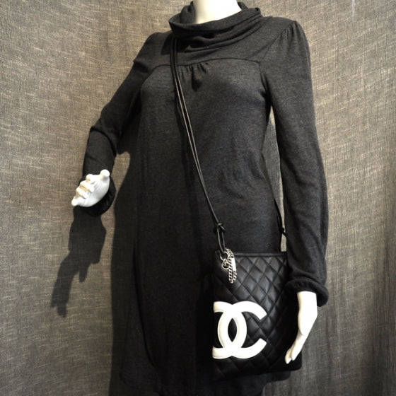 Chanel Calfskin Quilted Cambon Messenger Black White 2 of 11