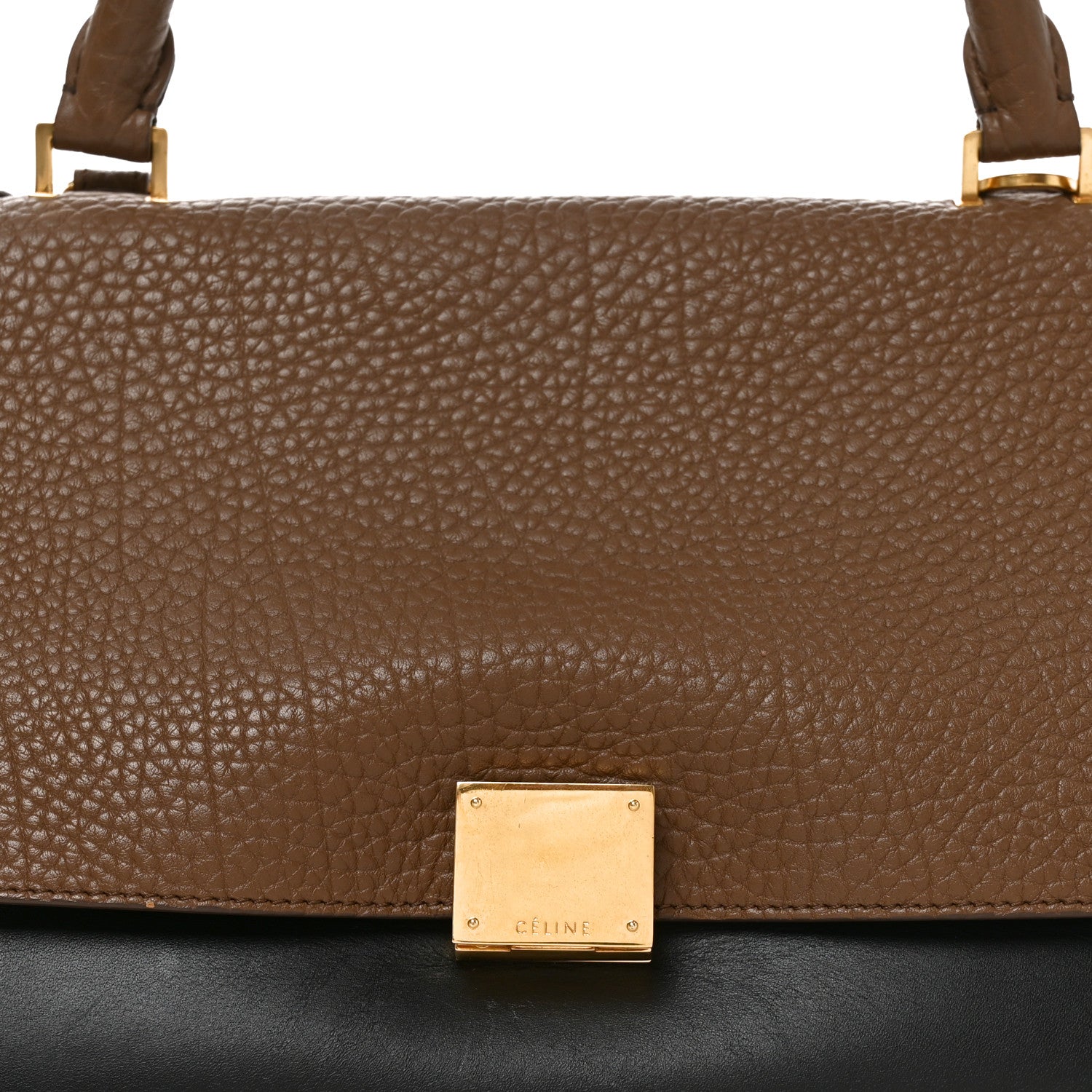 Celine Bullhide Calfskin Nubuck Small Tri-Color Trapeze Coffee 7 of 9