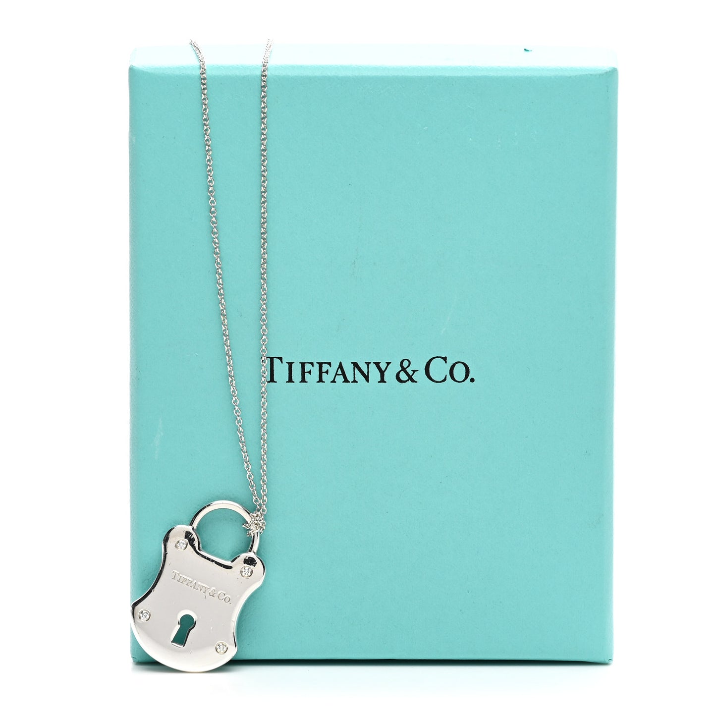 Sterling Silver Diamond Lock Pendant Necklace
