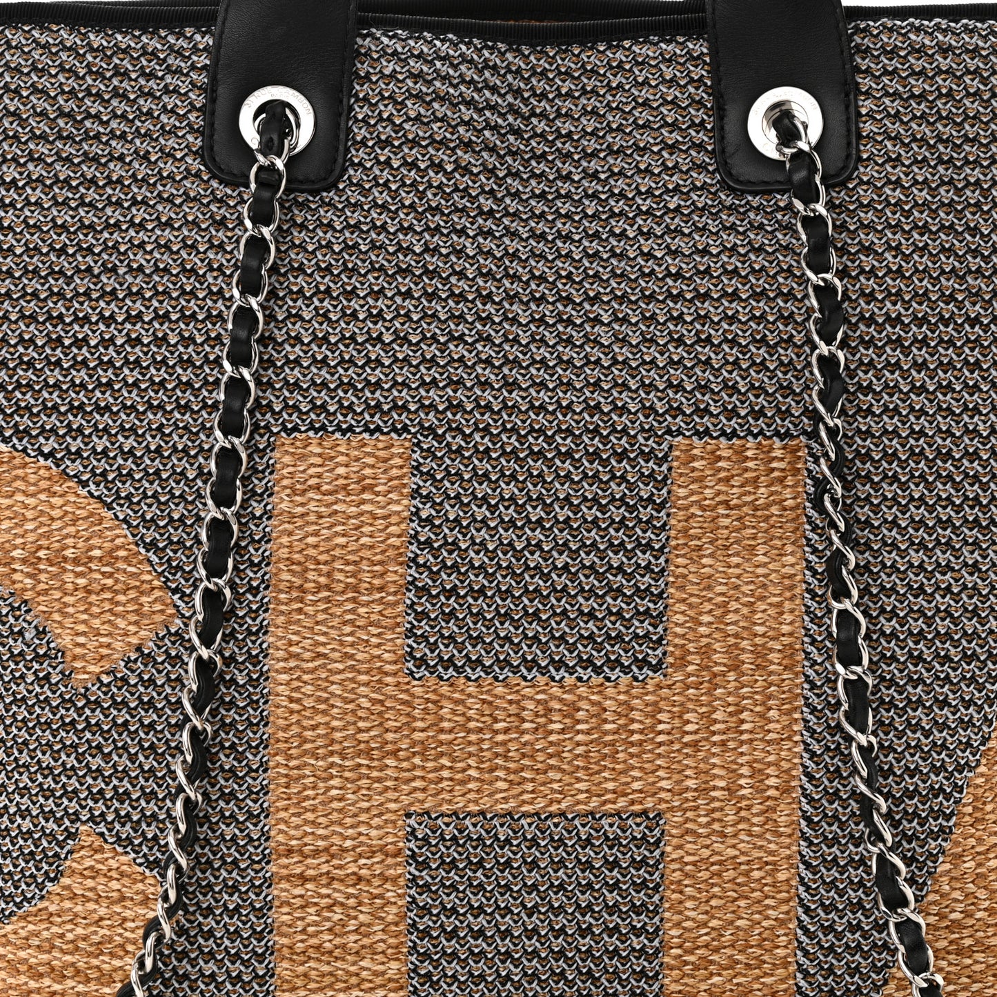 Mixed Fibers Large Shopping Bag Blue Beige
