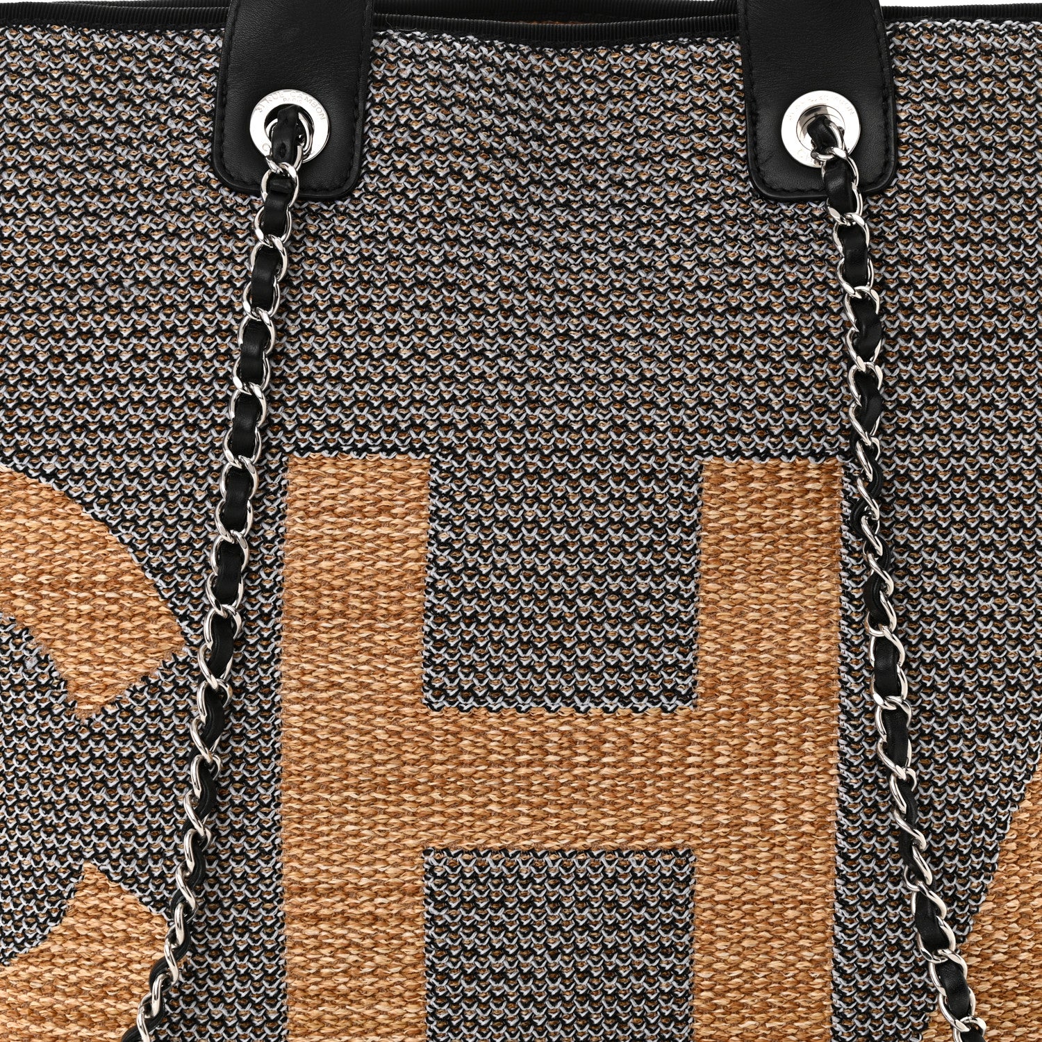 Chanel Mixed Fibers Large Shopping Bag Blue Beige 8 of 10