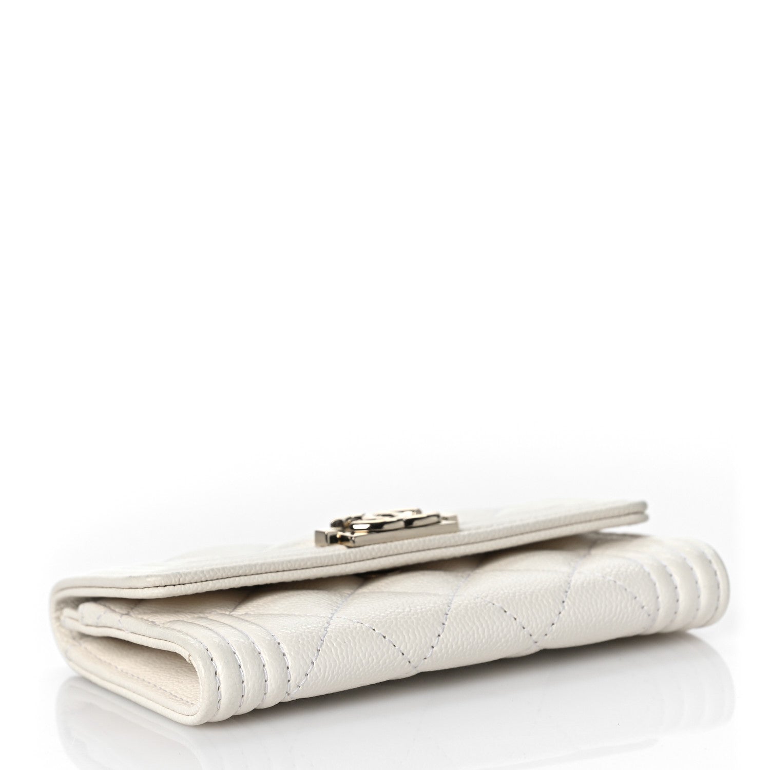 Chanel Caviar Quilted Boy Flap Card Holder White 4 of 11