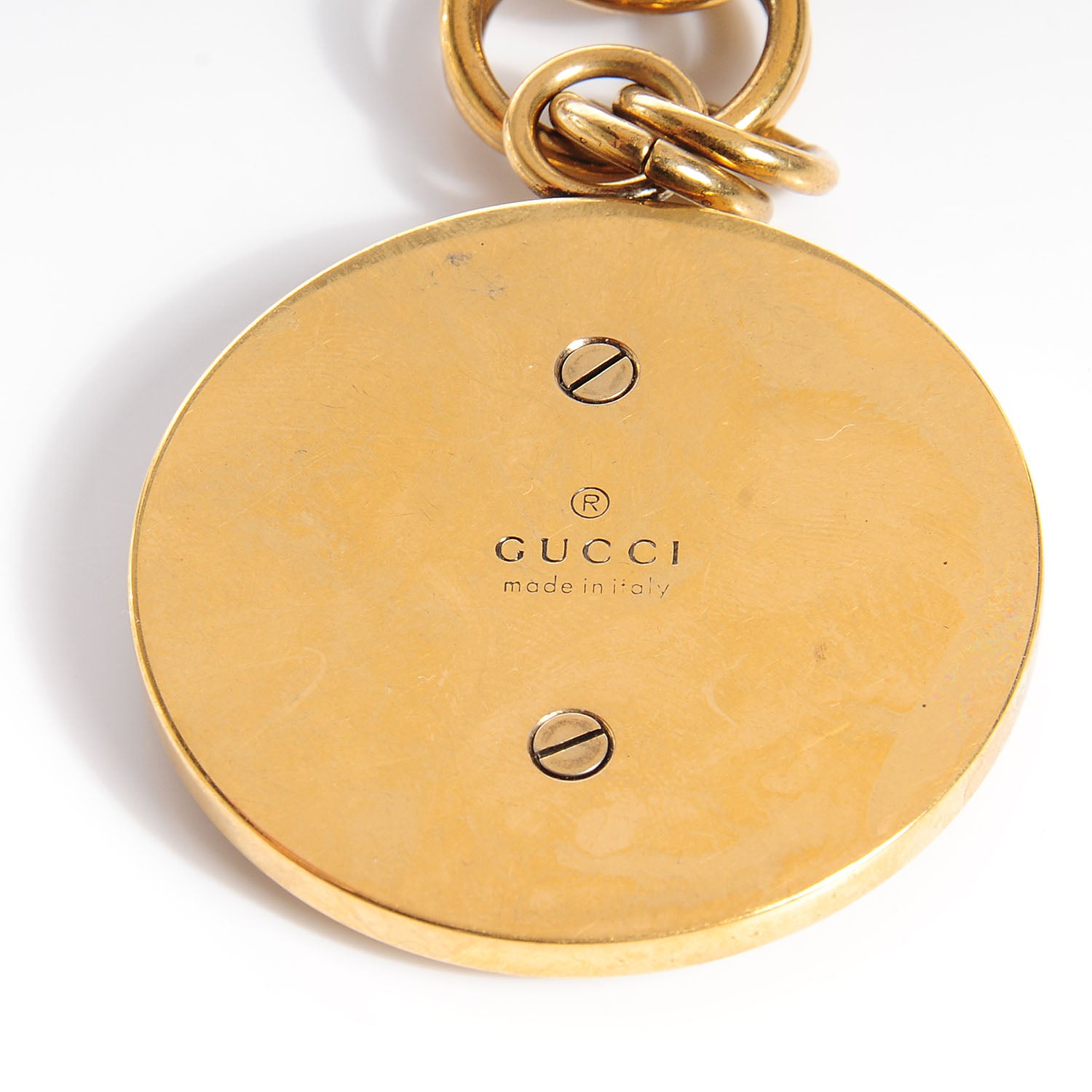 Gucci Chain Crest Charm Adjustable Belt Gold Black 4 of 5