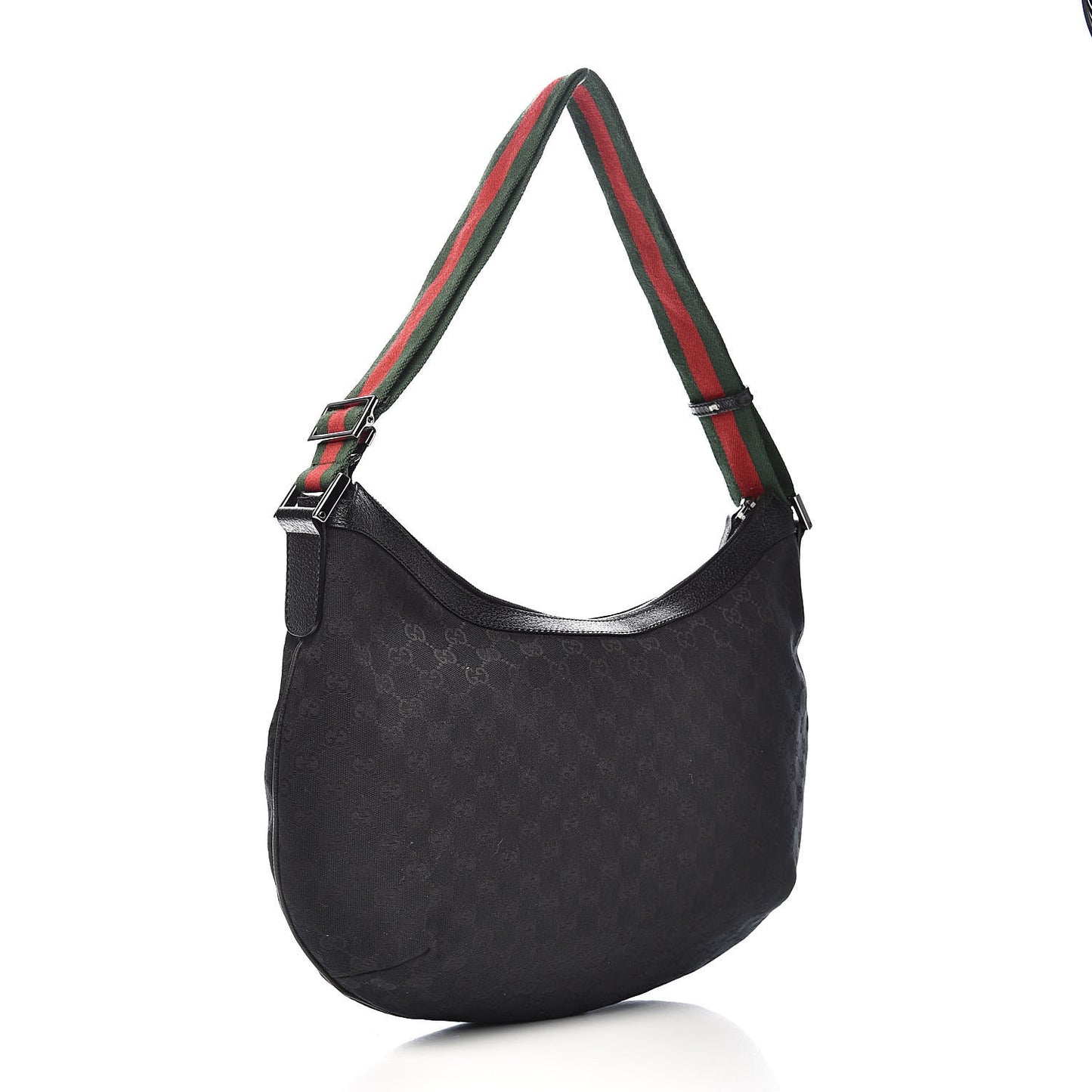 Monogram Web Medium Half Moon Hobo Black