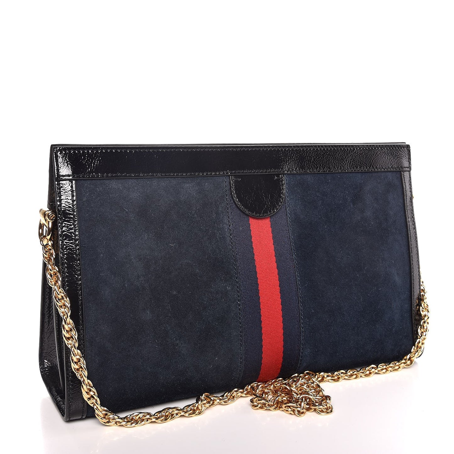 Suede Patent Web Dragon Embroidered Medium Ophidia Chain Shoulder Bag Blue Multicolor Black