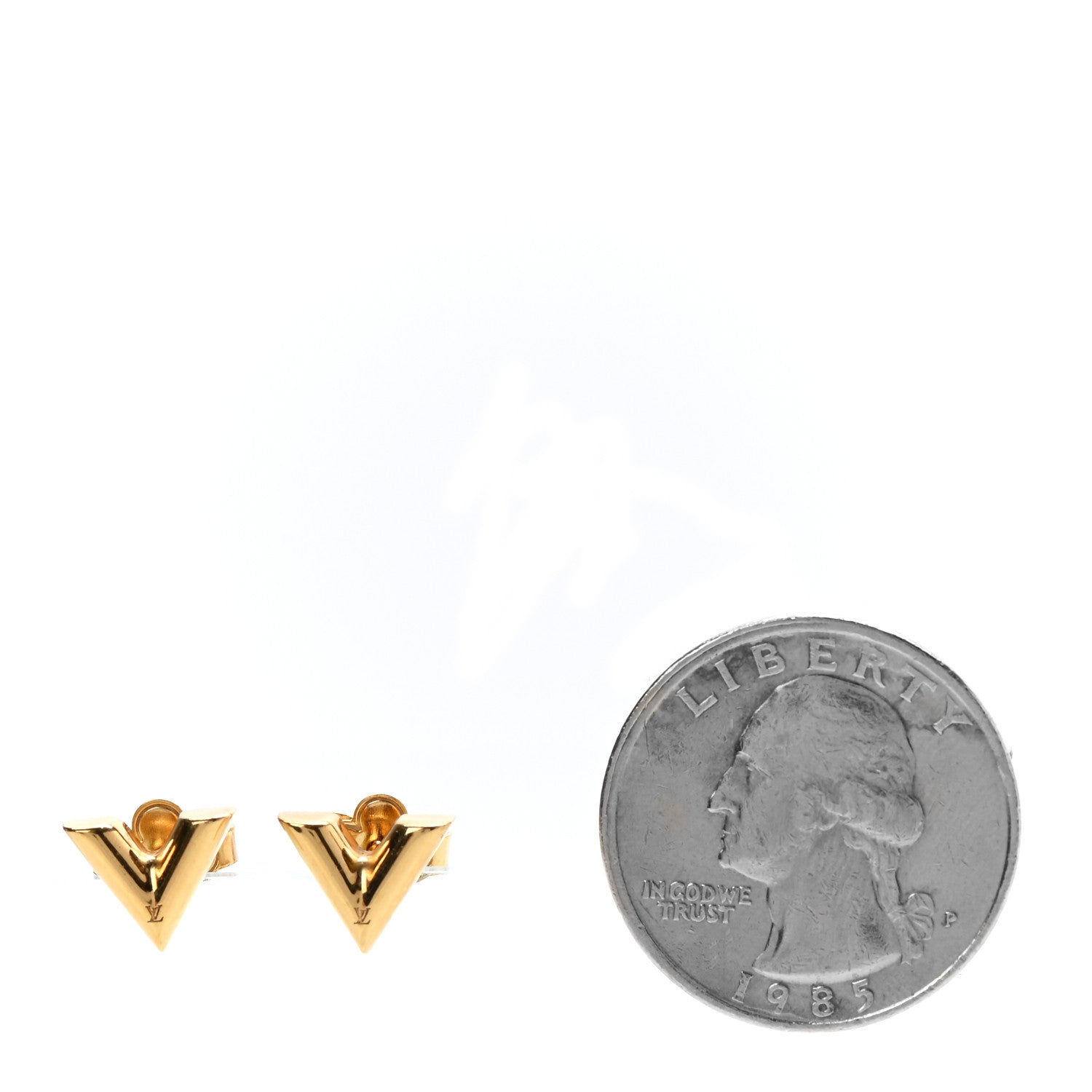 Louis Vuitton Brass Essential V Stud Earrings Gold 2 of 4