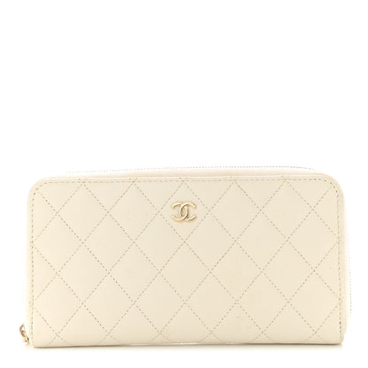 Chanel Caviar Quilted Large Gusset Zip Around Wallet White 1 of 10