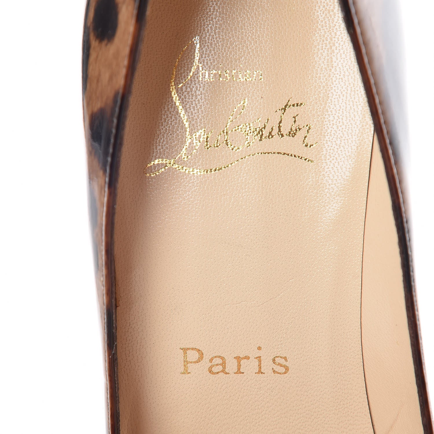Christian Louboutin Patent Leopard Print Yoyospina 70 Peep Toe Pumps 38 9 of 15