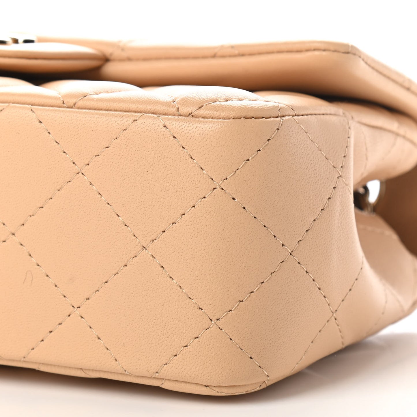 Lambskin Quilted Mini Rectangular Flap Beige