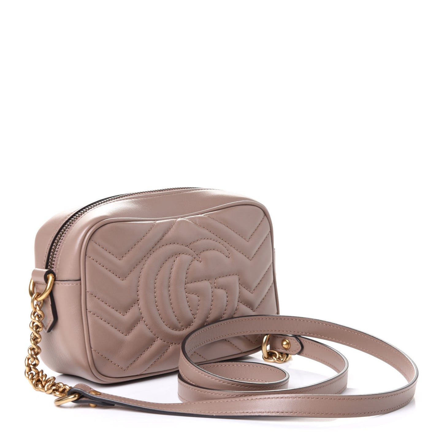 Calfskin Matelasse Mini GG Marmont Chain Shoulder Bag Porcelain Rose